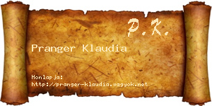 Pranger Klaudia névjegykártya